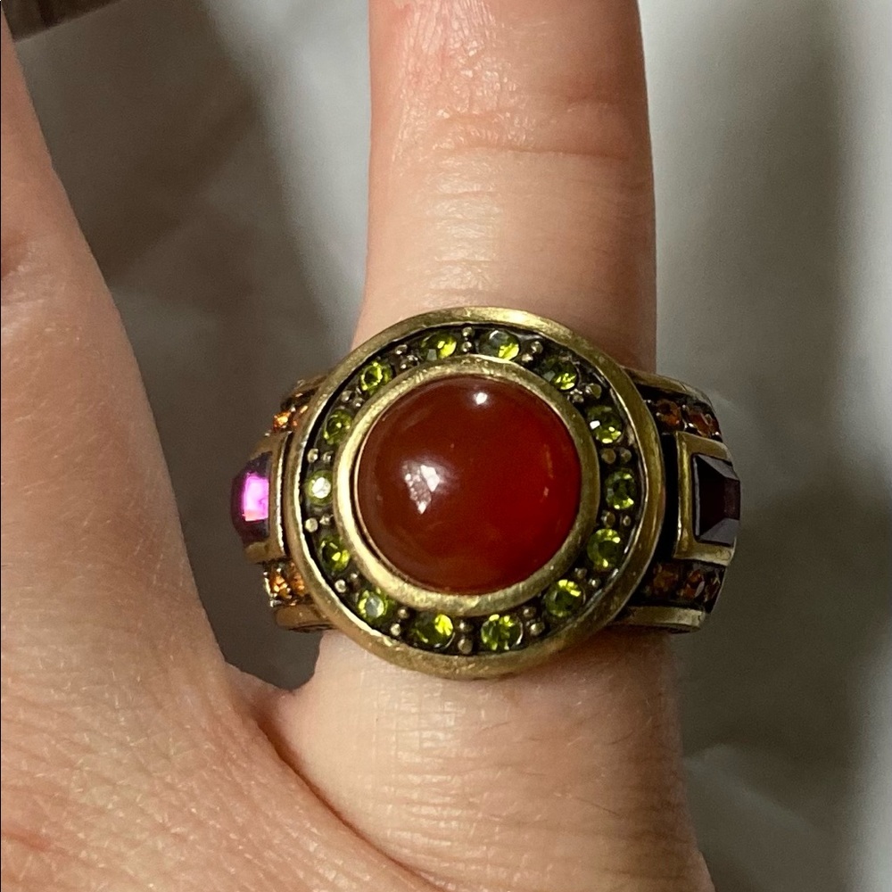 HEIDI DAUS Carnelian Crystal Ring Size 6